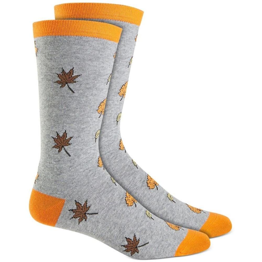 Club Room Men's Holiday Fall Leaves Crew Socks (Fall Leaves, One Size)14147